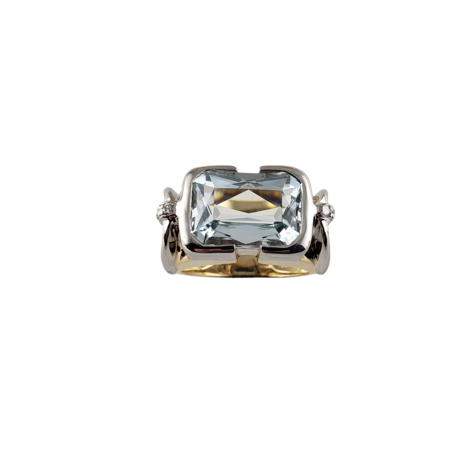 14k Gelb und Weißgold Aquamarin und Diamant-Ring #13906 Damen im Angebot