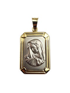 Ciondolo della Madonna in oro giallo e bianco 14K #22344