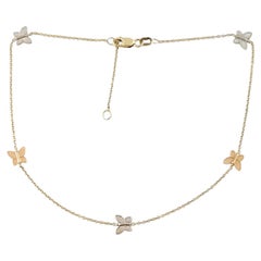 14K Yellow and White Gold Butterfly Anklet #16470