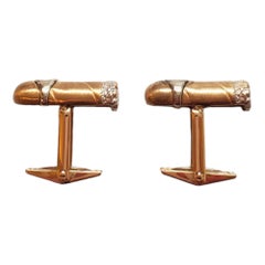 14K Yellow and White Gold Cigar Cufflinks #18009