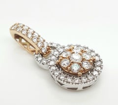 14K Yellow and White Gold Cluster Diamond Pendant with Halo and Diamond Bail