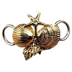 14K Gelb und Weiß Gold Cluster von Muscheln Enhancer Anhänger #22492