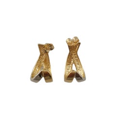 14K Yellow and White Gold Crossover Earrings #17314