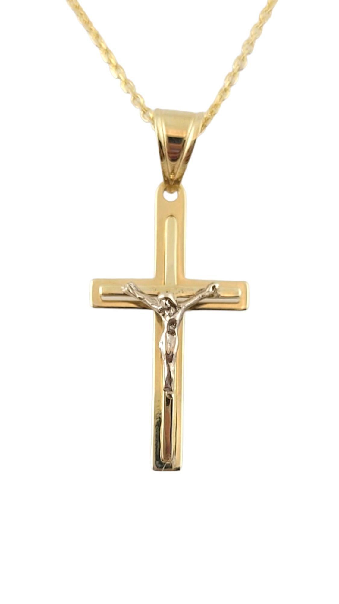  14K Yellow and White Gold Crucifix Pendant Necklace #14976 In Good Condition For Sale In Washington Depot, CT