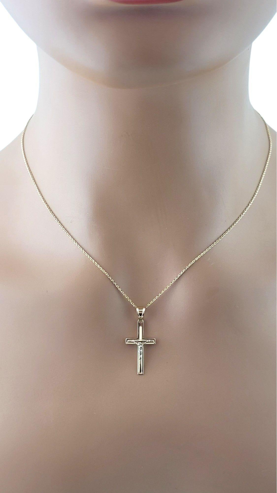  14K Yellow and White Gold Crucifix Pendant Necklace #14976 For Sale 3