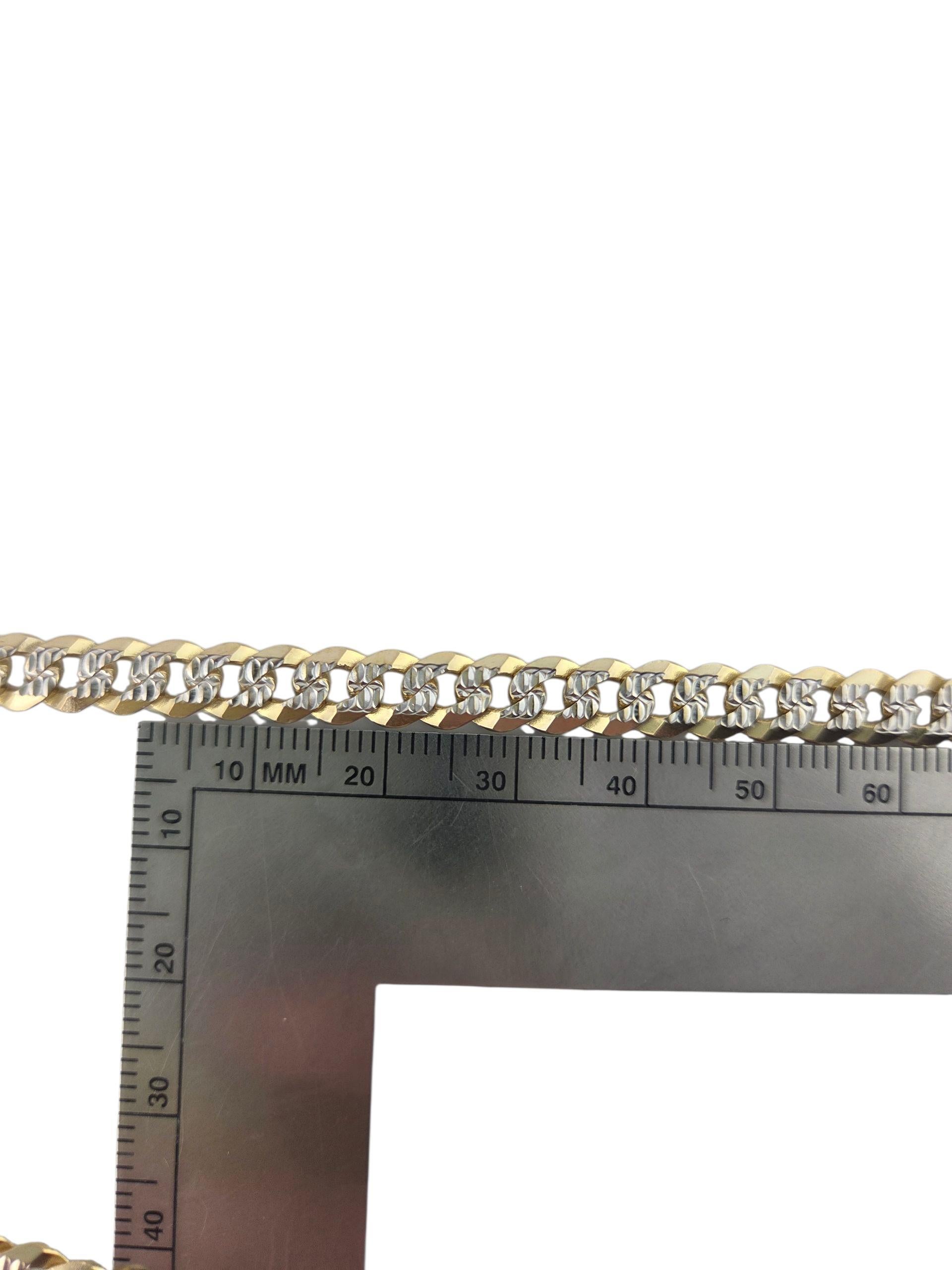 Chaîne à maillons cubains en or jaune et blanc 14K #23860 Bon état - En vente à Washington Depot, CT
