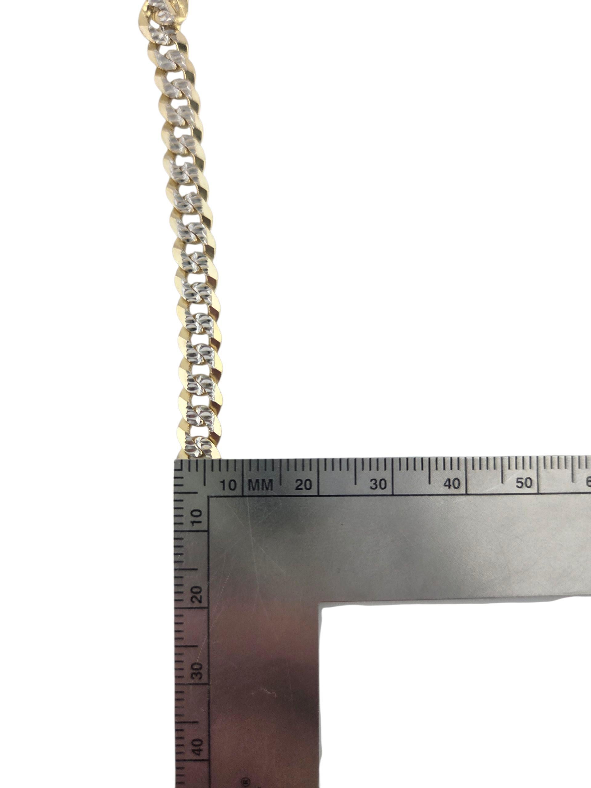 Chaîne à maillons cubains en or jaune et blanc 14K #23860 Pour femmes en vente