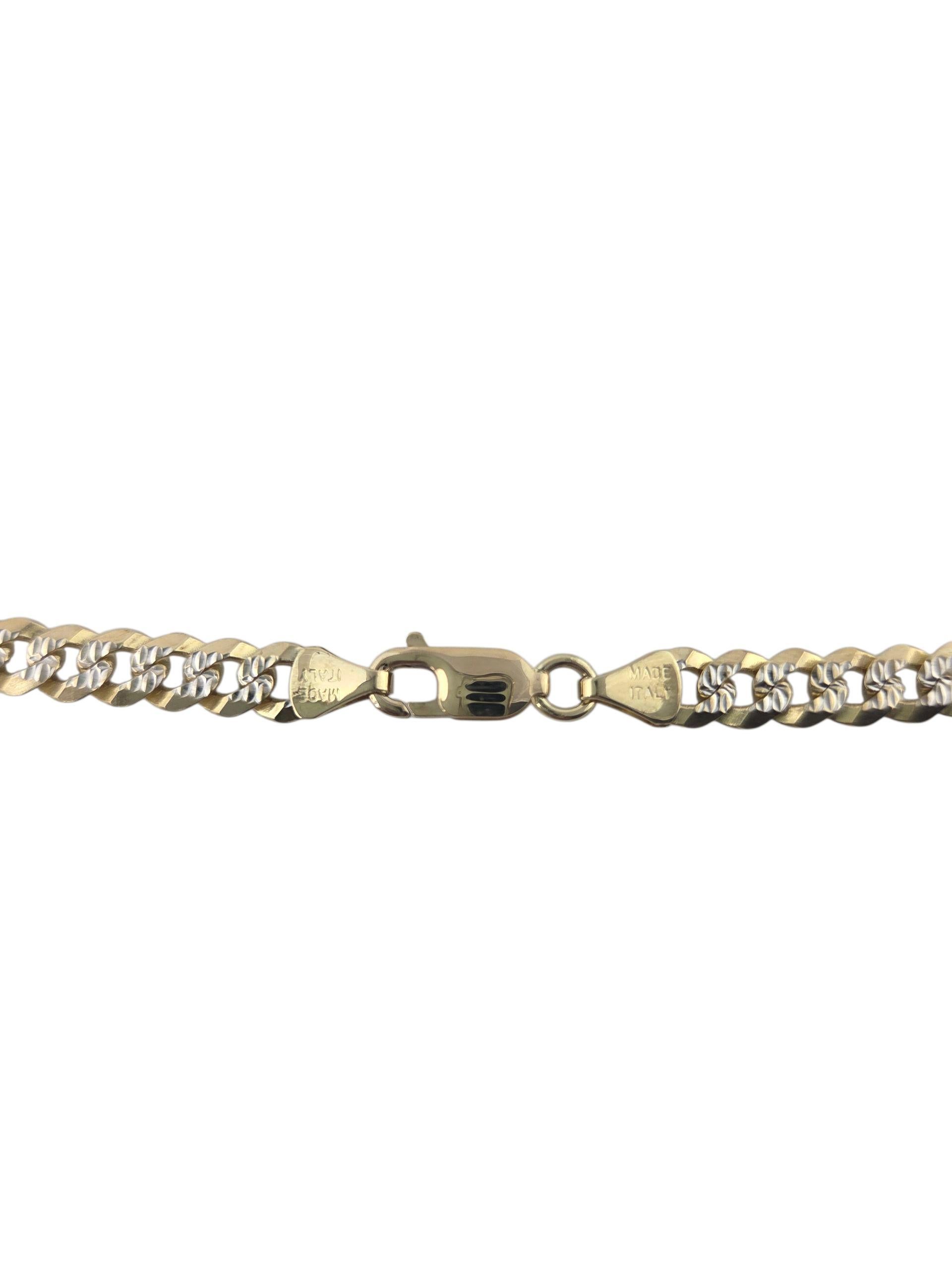 Chaîne à maillons cubains en or jaune et blanc 14K #23860 en vente 1