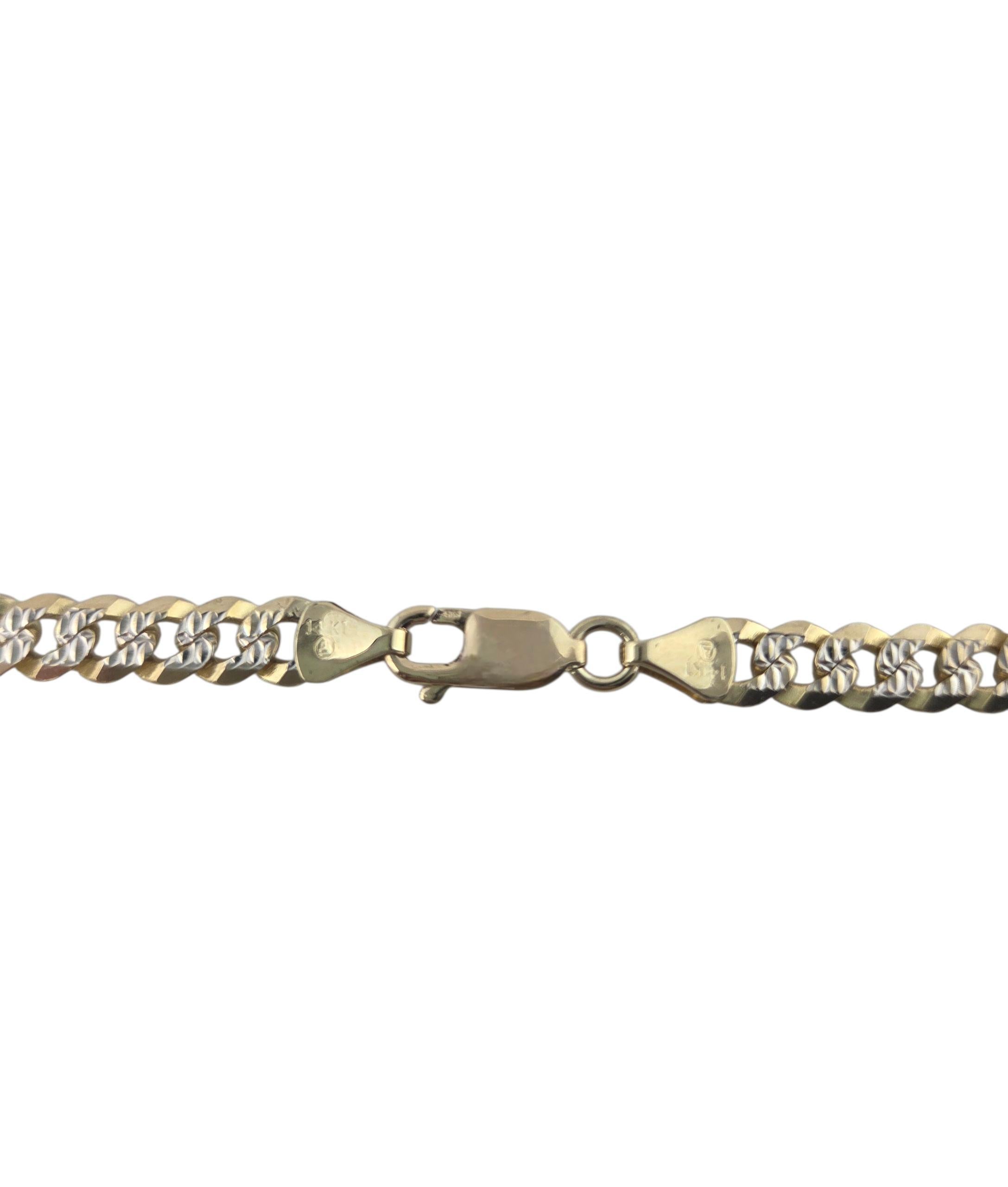 Chaîne à maillons cubains en or jaune et blanc 14K #23860 en vente 2
