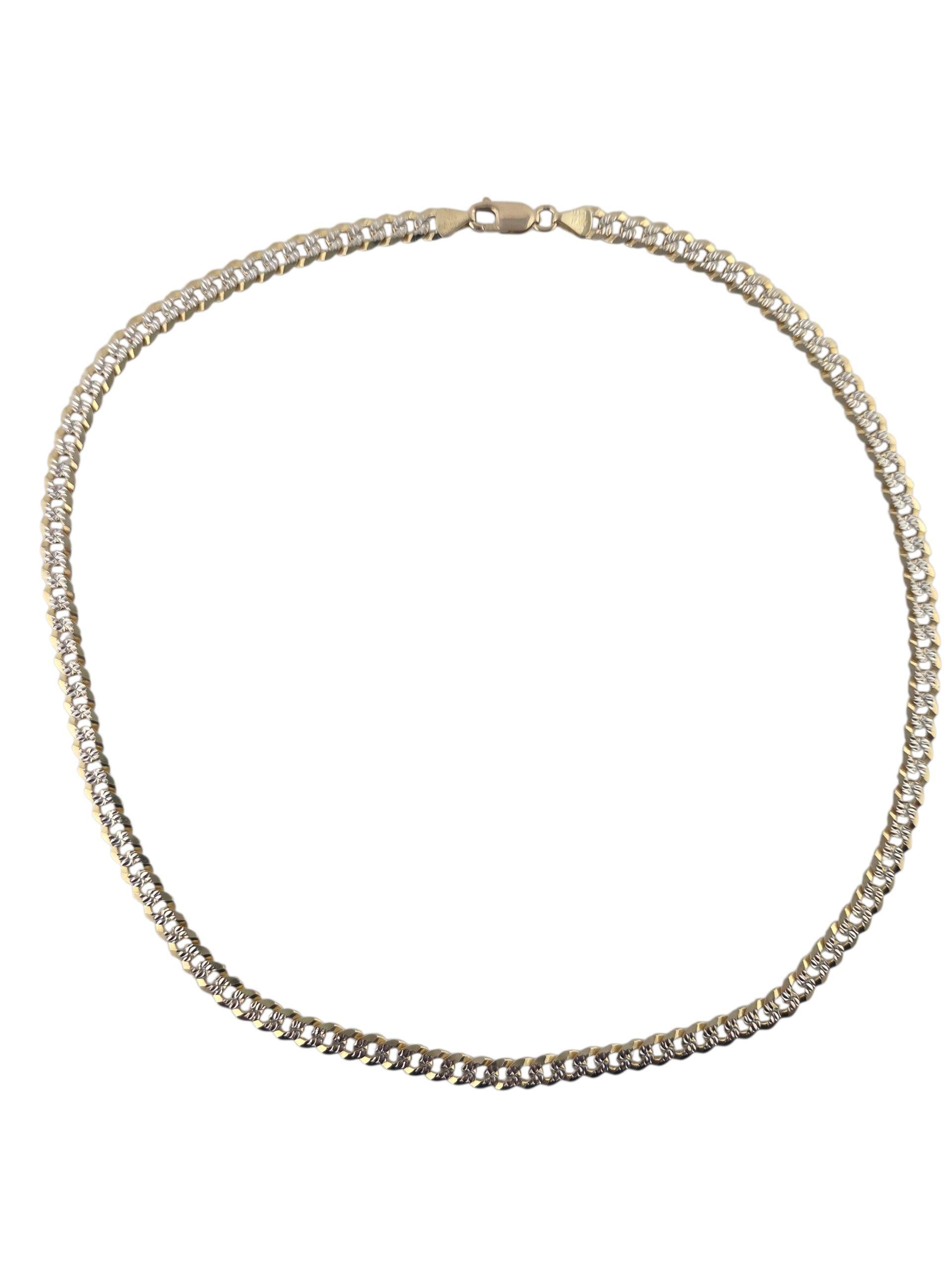 Chaîne à maillons cubains en or jaune et blanc 14K #23860 en vente 3