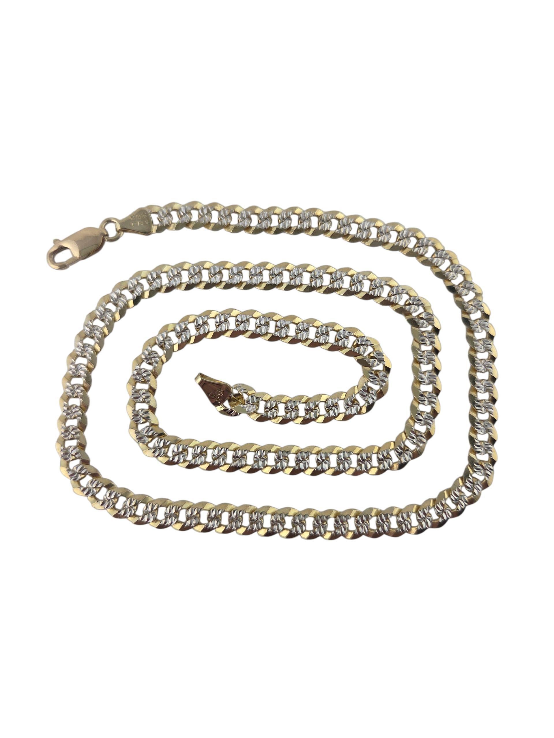 Chaîne à maillons cubains en or jaune et blanc 14K #23860