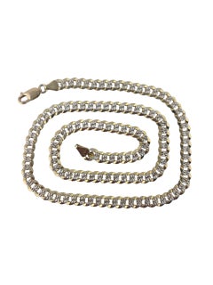 Chaîne à maillons cubains en or jaune et blanc 14K #23860