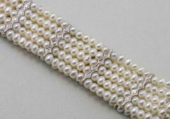 14K Yellow and White Gold Cultured Pearl and Diamond Choker with Sapphire Accent