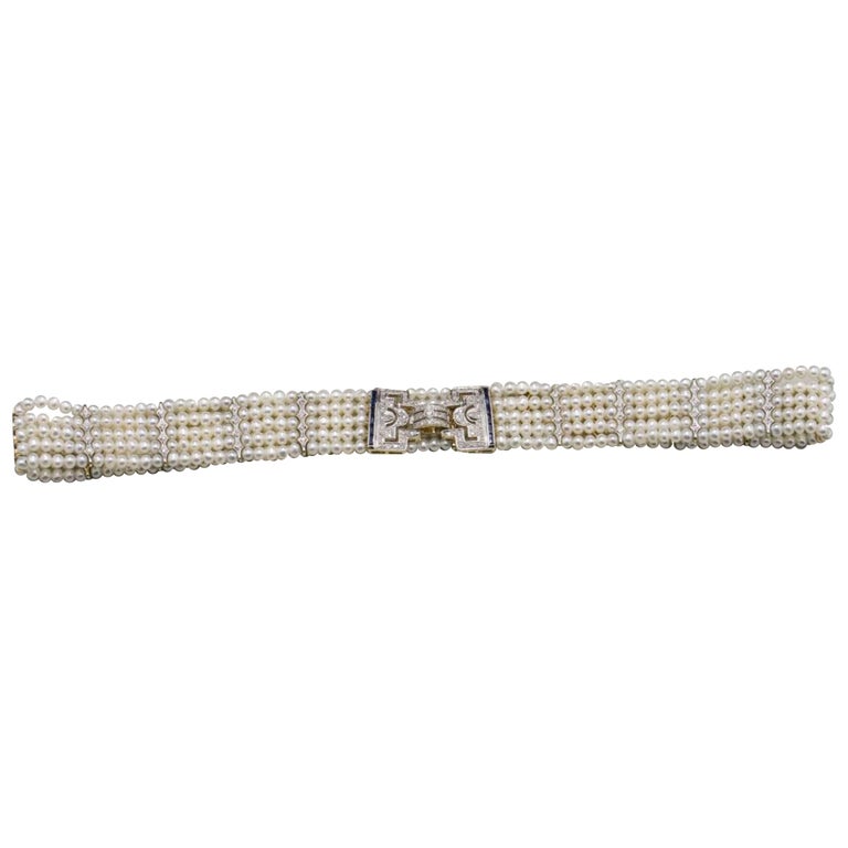 14K Yellow and White Gold Cultured Pearl and Diamond Choker with ...