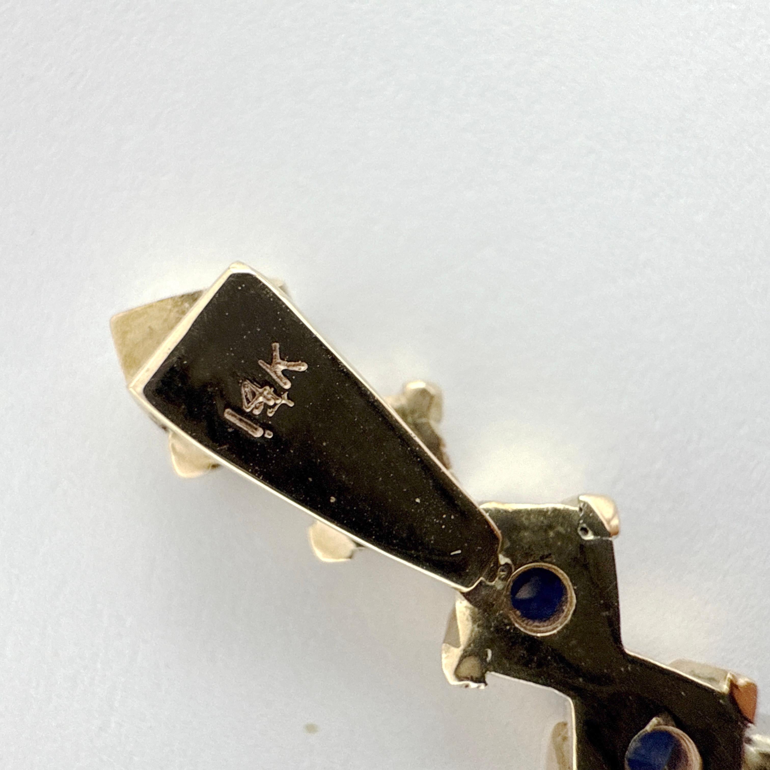 14K Gelb- und Weißgold Custom Saphir und Diamant-Anhänger - 2,04ctw im Angebot 1