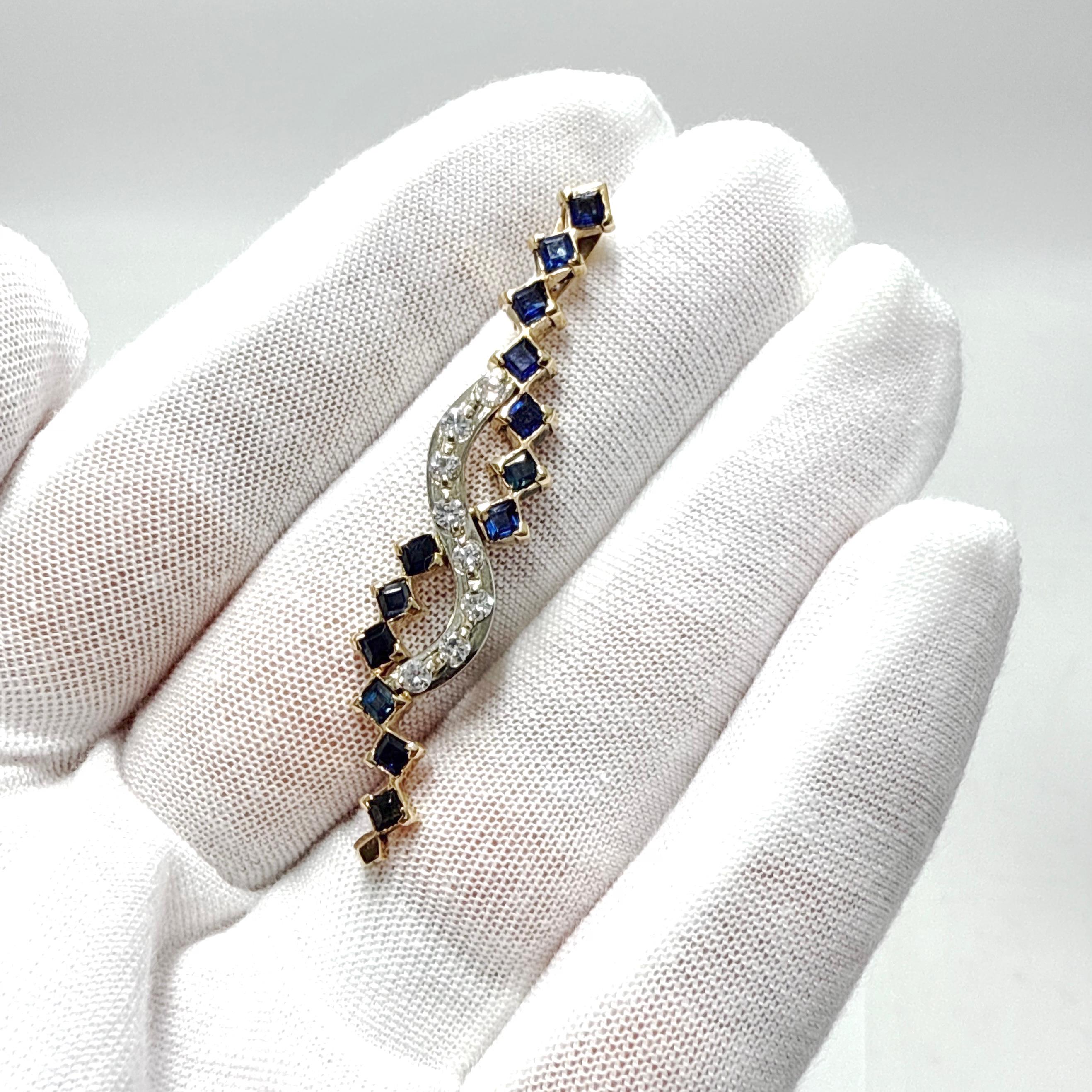 14K Gelb- und Weißgold Custom Saphir und Diamant-Anhänger - 2,04ctw im Angebot 2