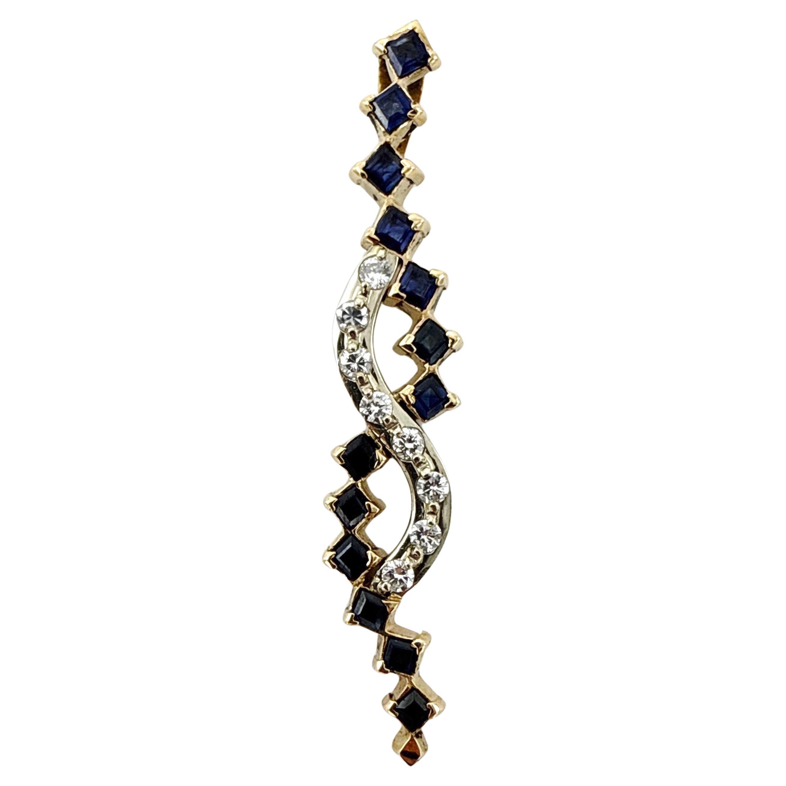 14K Yellow and White Gold Custom Sapphire and Diamond Pendant – 2.04ctw