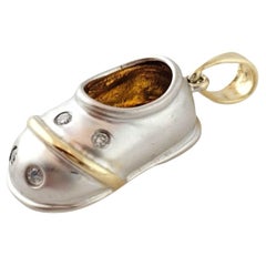 14K Yellow and White Gold Diamond Baby Shoe Charm #14995