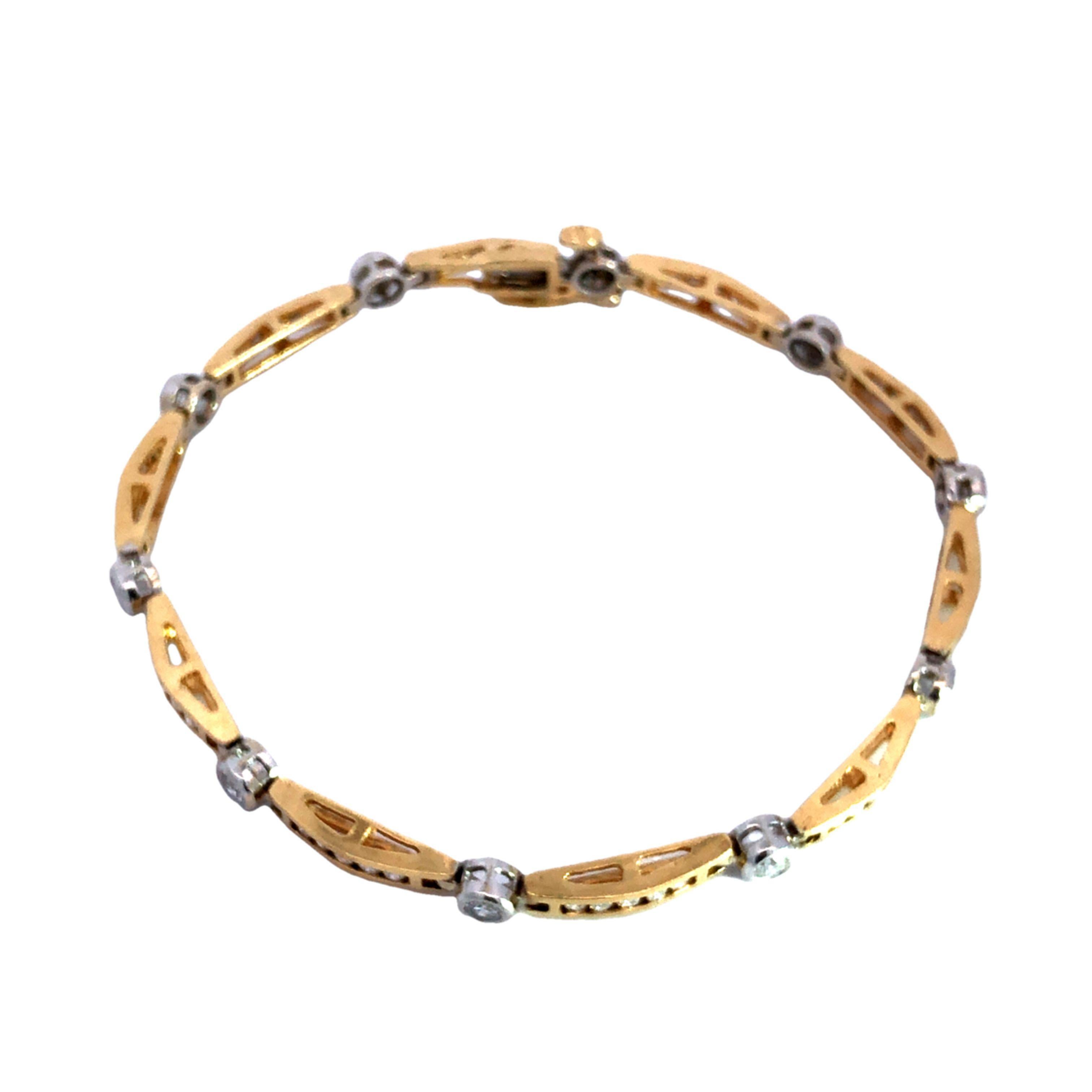 Bracciale di diamanti in oro giallo e bianco 14K con 1,75 carati di peso totale in vendita 5