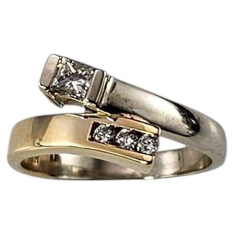 14K Yellow and White Gold Diamond Bypass Ring Size 5.75 #25138
