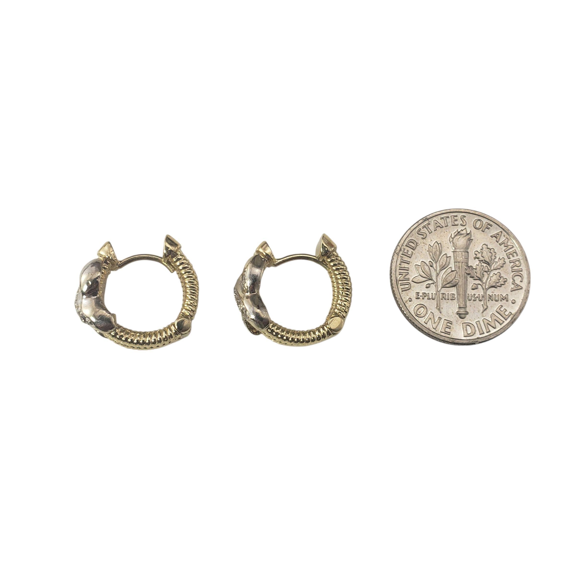 Women's 14K Yellow and White Gold Diamond Cable Hoop Earrings #22586 For Sale