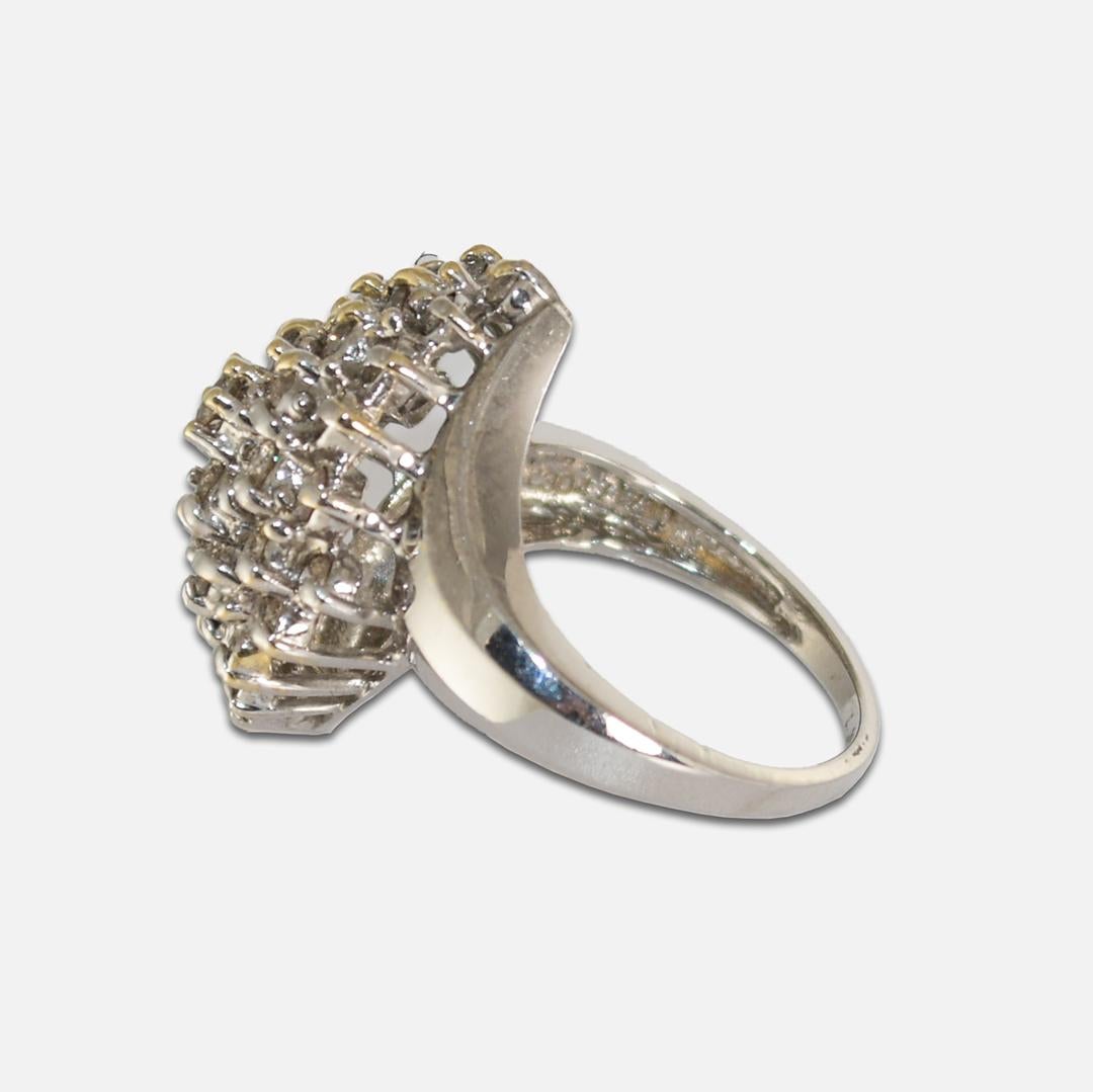 Women's or Men's 14K Yellow and White Gold Diamond Cluster Ring 1.30ct For Sale