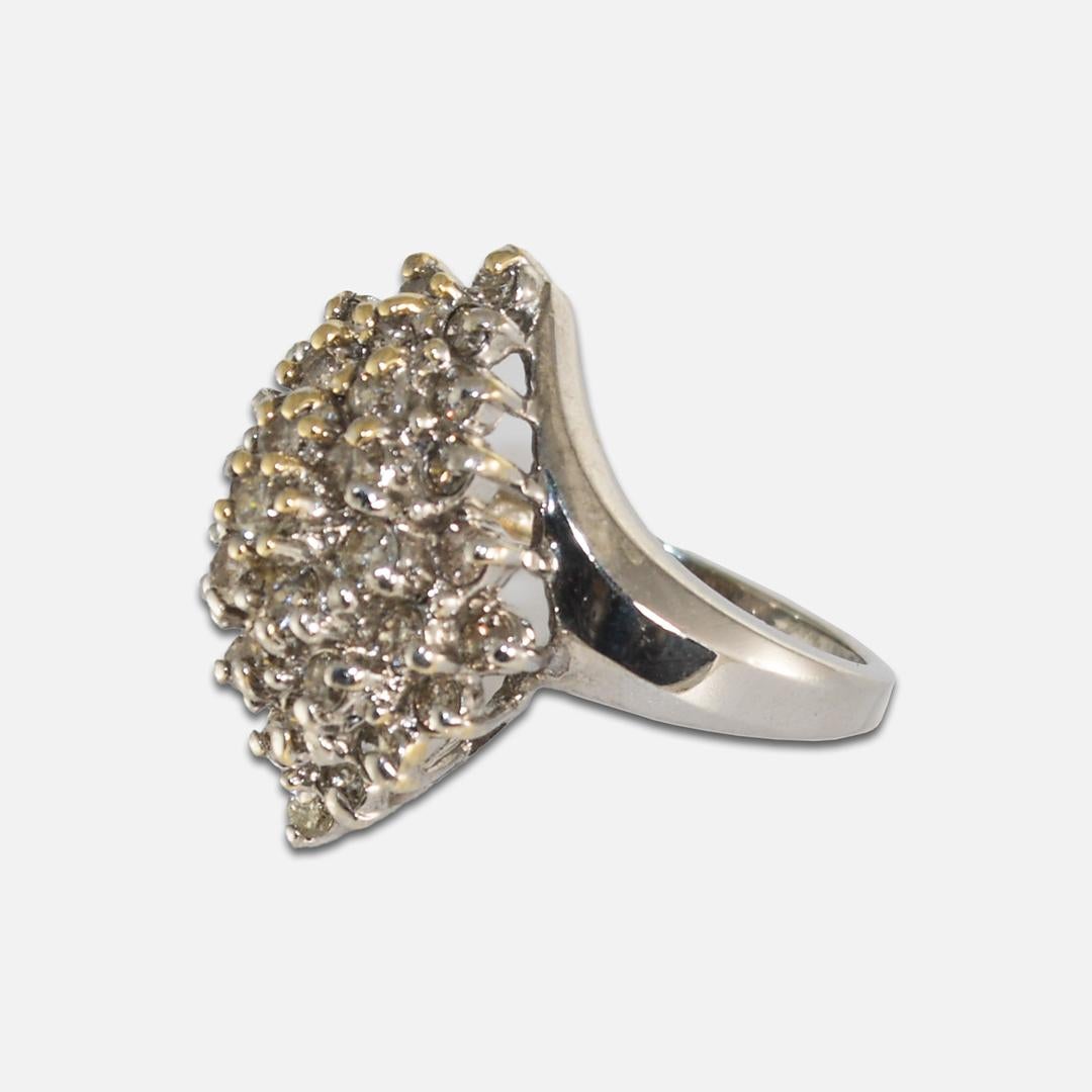 14K Yellow and White Gold Diamond Cluster Ring 1.30ct For Sale 1