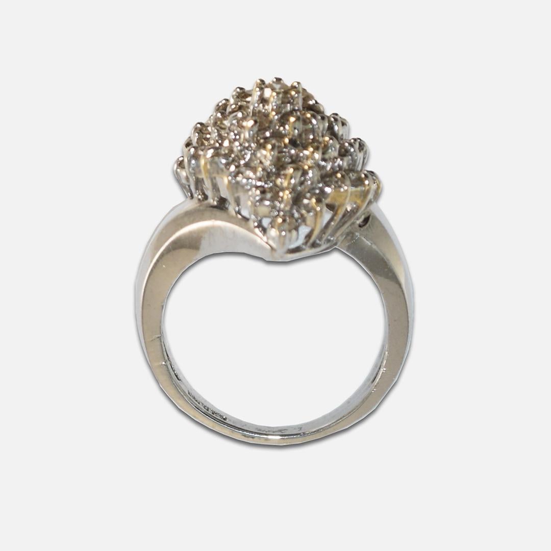 14K Yellow and White Gold Diamond Cluster Ring 1.30ct For Sale 2