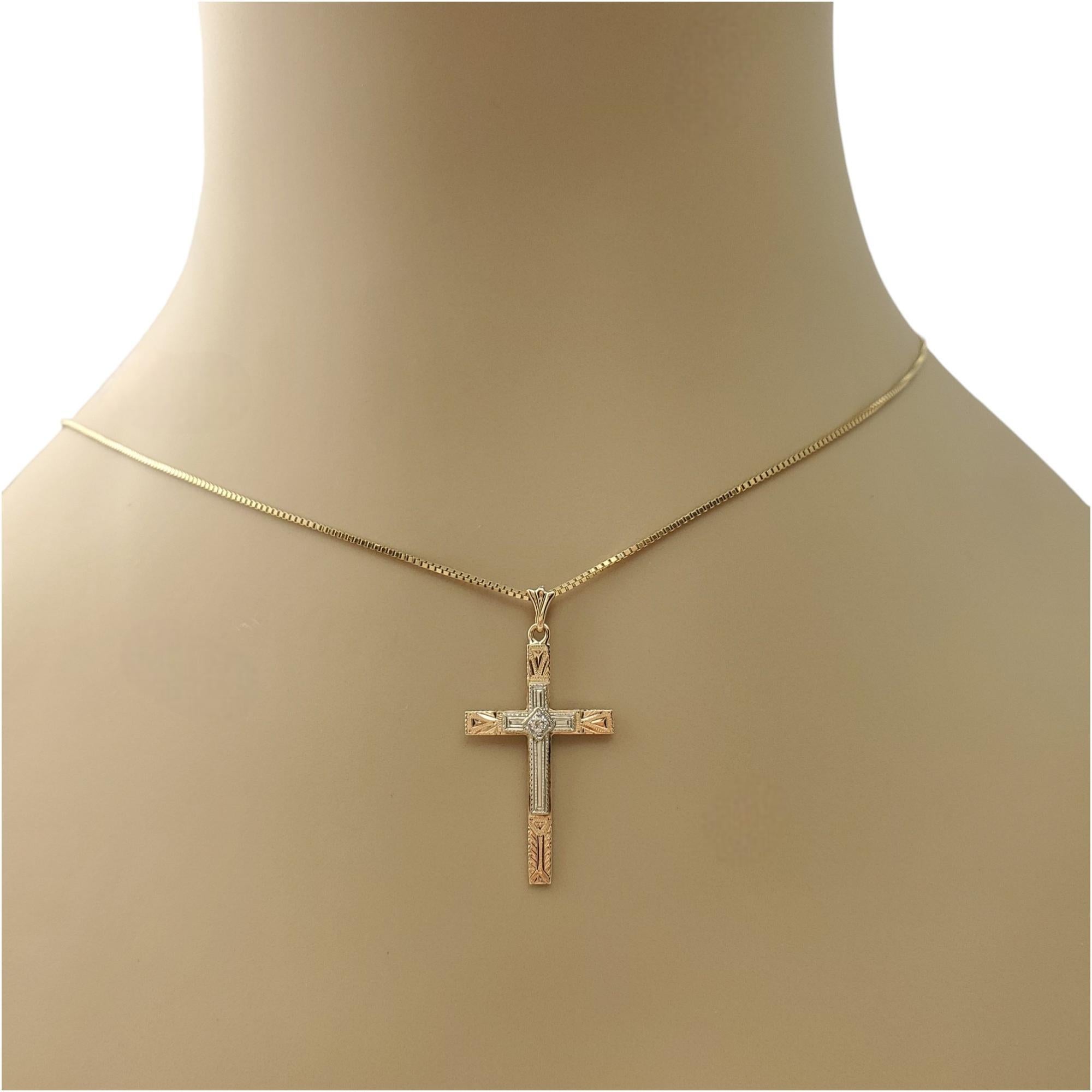 14K Yellow and White Gold Diamond Cross Pendant #16555 For Sale 1