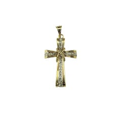 Ciondolo a croce con diamante in oro giallo e bianco 14K #23088