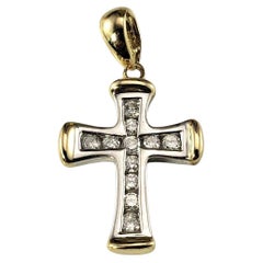 Ciondolo a croce con diamante in oro giallo e bianco 14K #23130