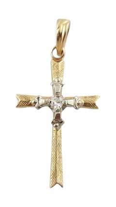 Ciondolo a croce con diamante in oro giallo e bianco 14K #24965