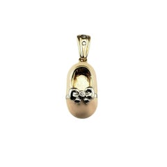 14K Yellow and White Gold Diamond Enamel Baby Shoe Charm #23116