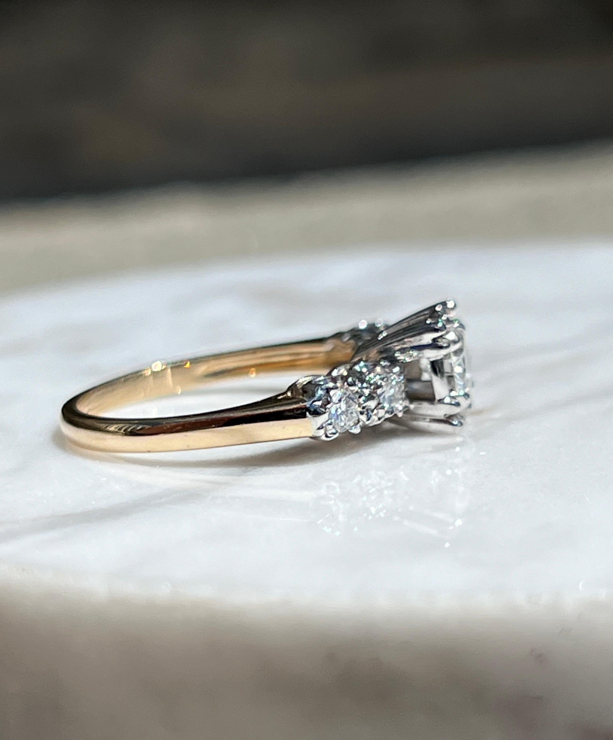 14k Yellow and White Gold Diamond Engagement Ring 6