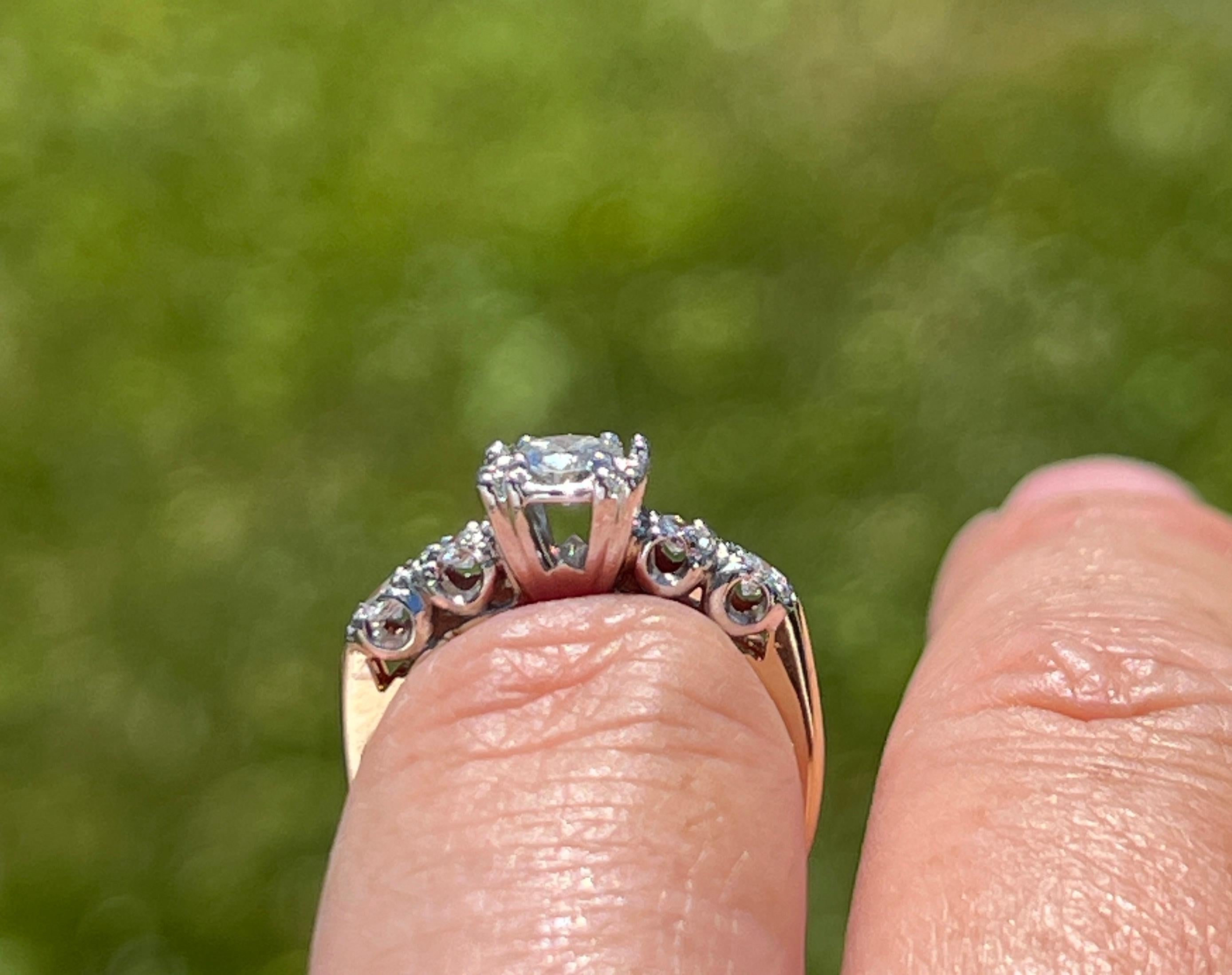 14k Yellow and White Gold Diamond Engagement Ring In Good Condition In Towson, MD