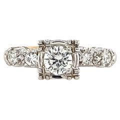 14k Yellow and White Gold Diamond Engagement Ring
