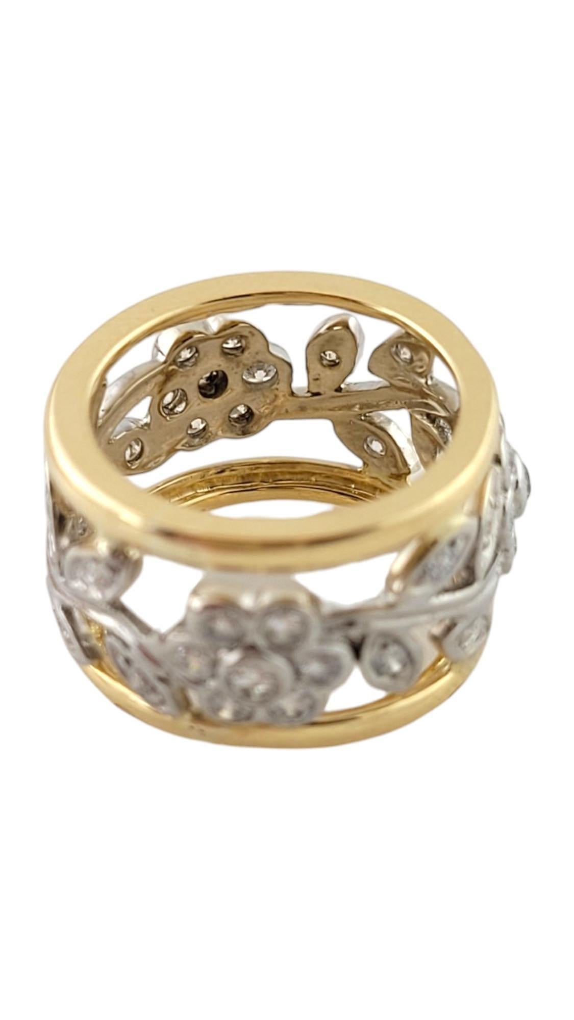 Brilliant Cut 14K Yellow and White Gold Diamond Floral Ring Size 3.5 #16292 For Sale