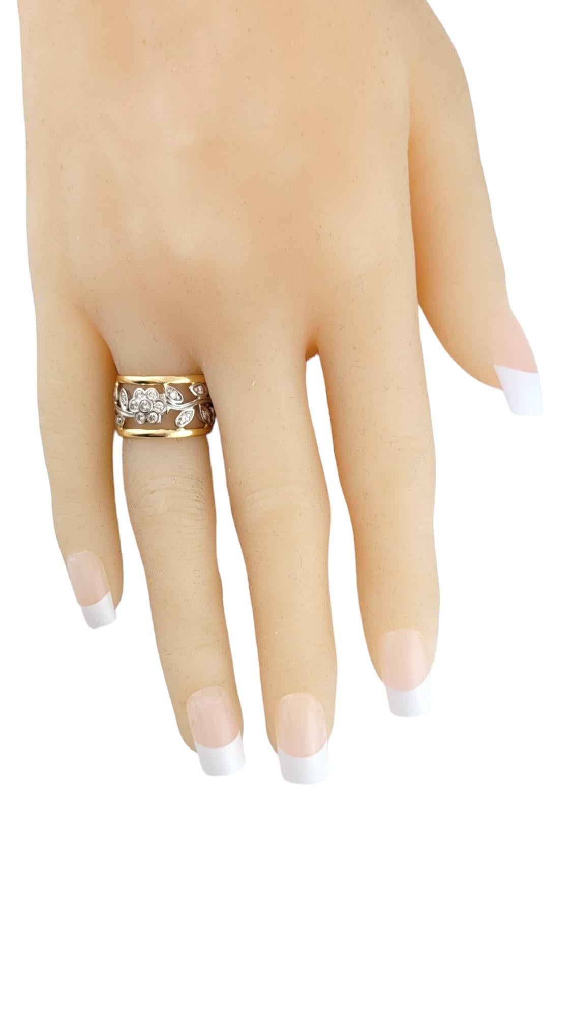 14K Gelb und Weißgold Diamond Floral Ring Größe 3,5 #16292 im Angebot 1