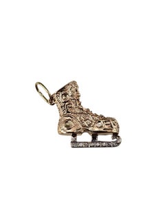 14K Yellow and White Gold Diamond Ice Skate Charm #24794