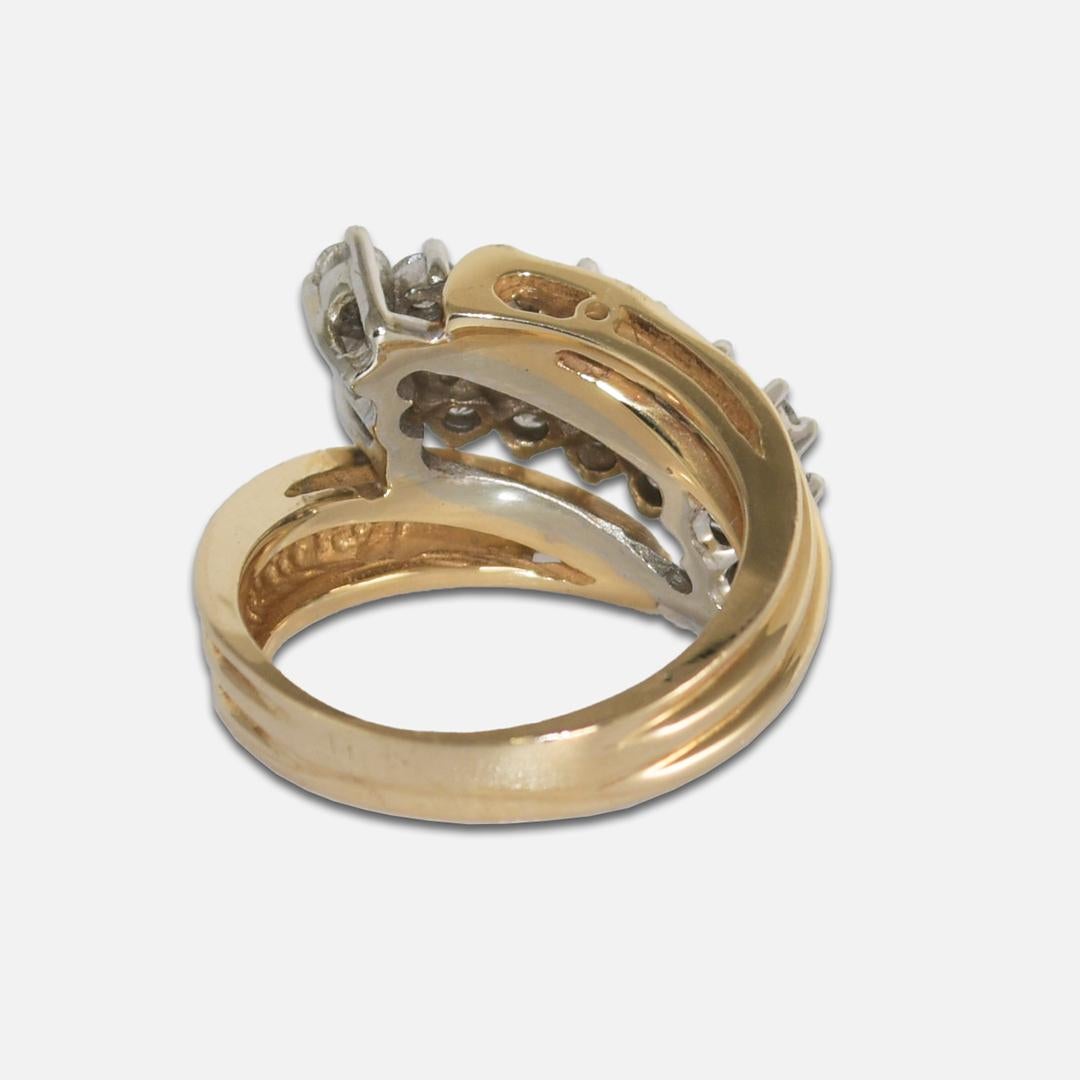 Bague Journey en or jaune et blanc 14 carats avec diamants 2,10 carats Excellent état - En vente à Laguna Beach, CA