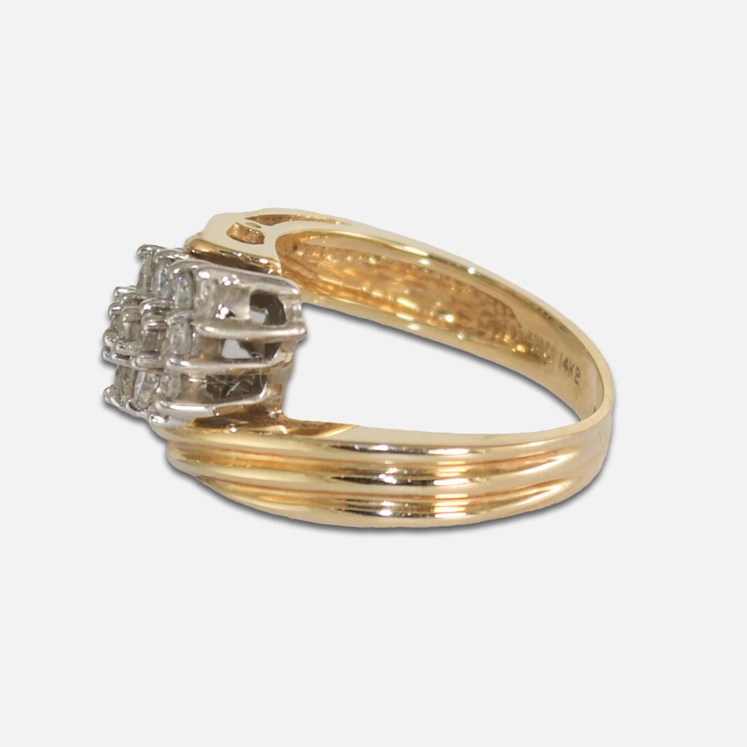 Bague Journey en or jaune et blanc 14 carats avec diamants 2,10 carats Unisexe en vente