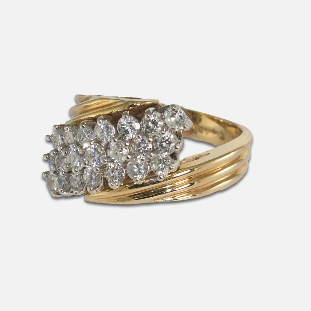 Bague Journey en or jaune et blanc 14 carats avec diamants 2,10 carats en vente 1