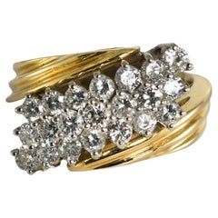 Bague Journey en or jaune et blanc 14 carats avec diamants 2,10 carats