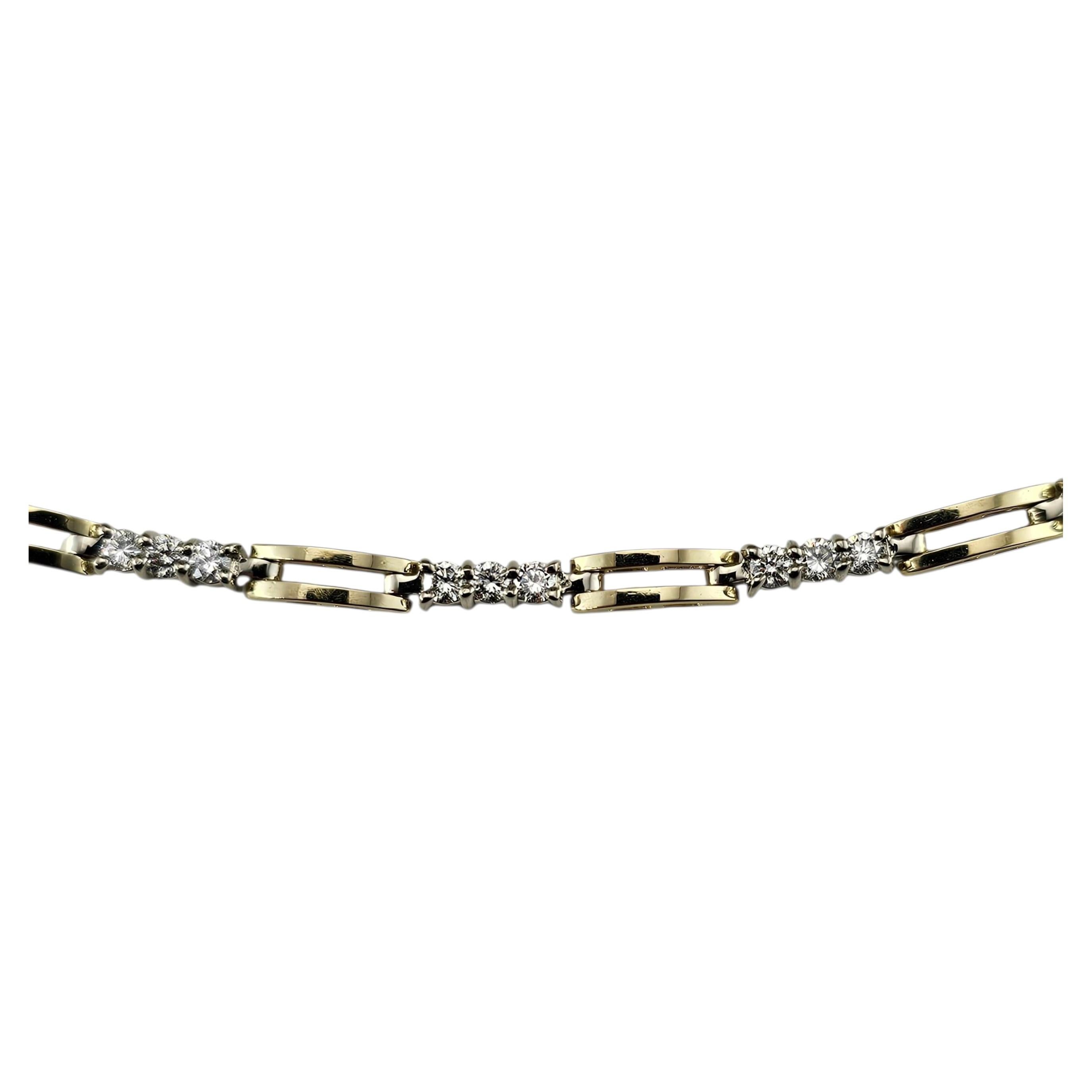 14K Yellow and White Gold Diamond Link Bracelet #24466 For Sale