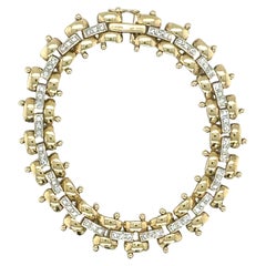 Vintage 14K Yellow and White Gold Diamond Link Bracelet