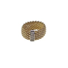 14K Yellow and White Gold Diamond Mesh Band Ring Size 8.25 #24090