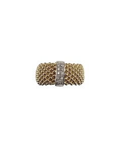 14K Yellow and White Gold Diamond Mesh Band Ring Size 8.25 #24090