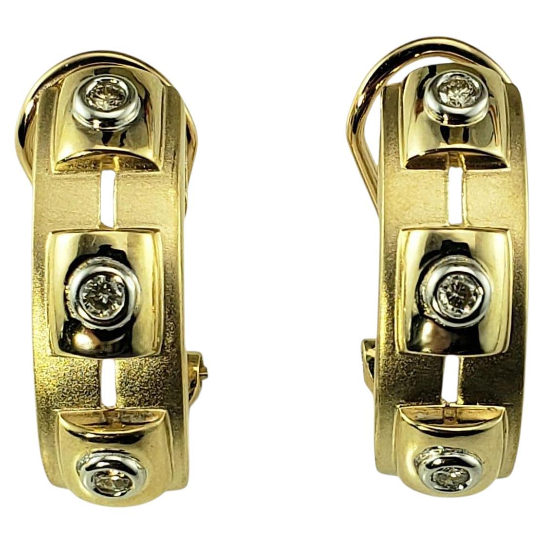 Orecchini a cerchio Omega Back con diamante in oro giallo e bianco 14K #23118