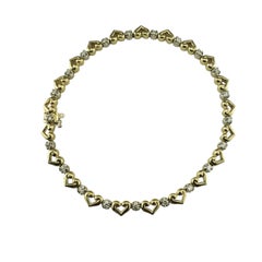 14K Yellow and White Gold Diamond Open Heart Bracelet #23427