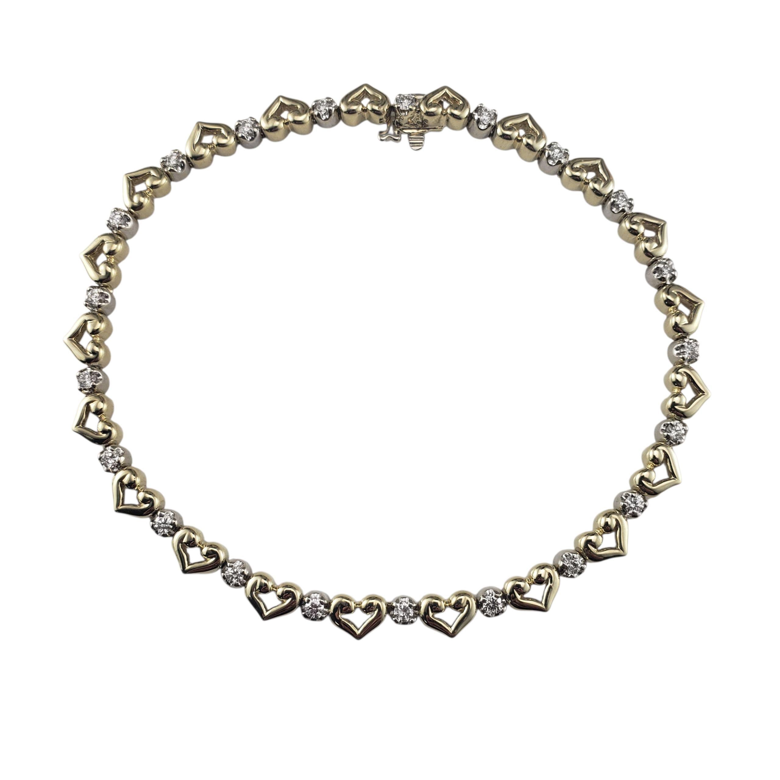 Bracelet à cœur ouvert en or jaune et blanc 14K et diamants #23427